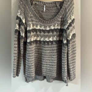 Free People Charcoal and Ivory Knit Sweater